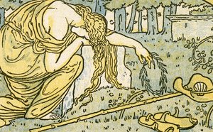 "How Should I Your True Love Know", Oféliina píseň z "Hamleta", IV. dějství, 5. scéna, ilustrace z "Pan-Pipes", A Book of Old Songs, Newly Arranged and with Accompaniments by Theo. Marzials, vyd. od Walter Crane